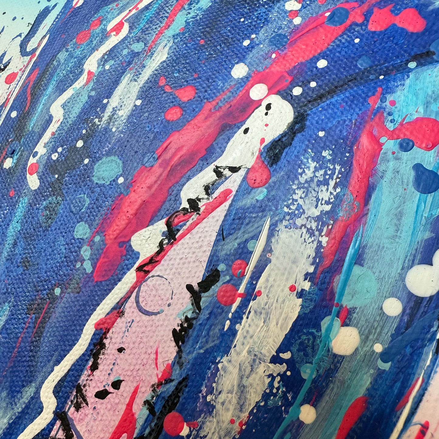 Detailaufnahme, Abstrakte Malerei, Leinwand, Lobster, Pink, Blau
