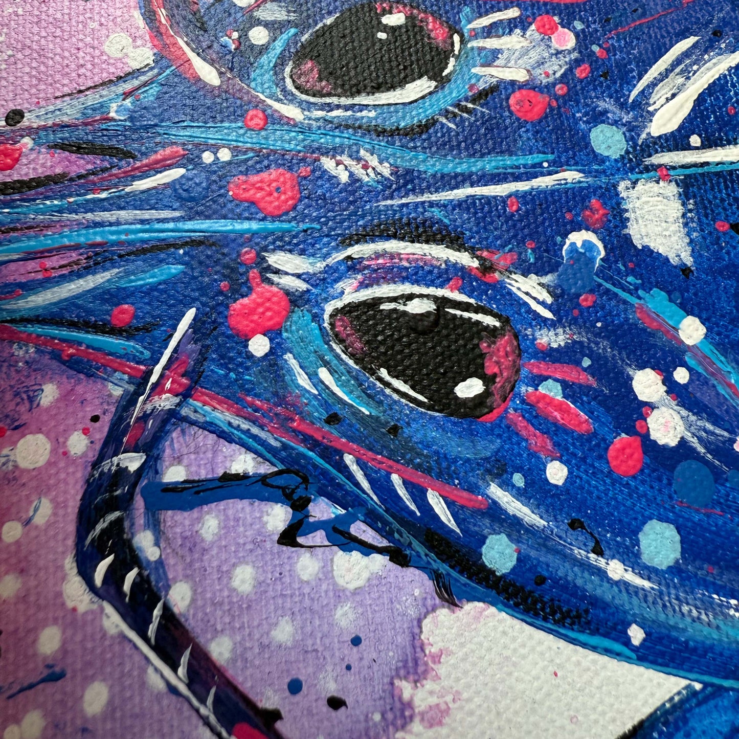 Detailaufnahme, Abstrakte Malerei, Leinwand, Lobster, Pink, Blau
