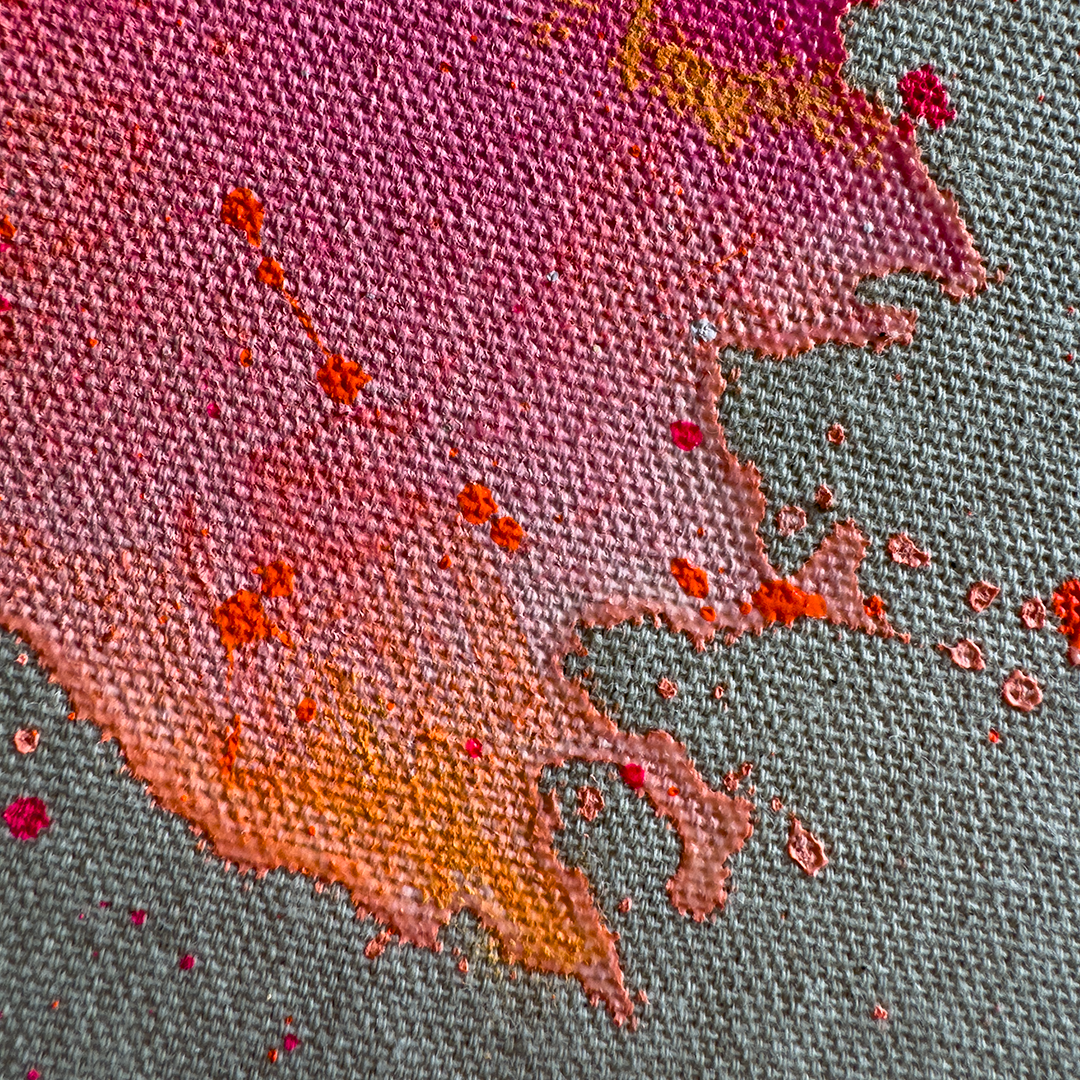 Detailaufnahme Abstrakte Malerei Neonfarben Pink, Orange