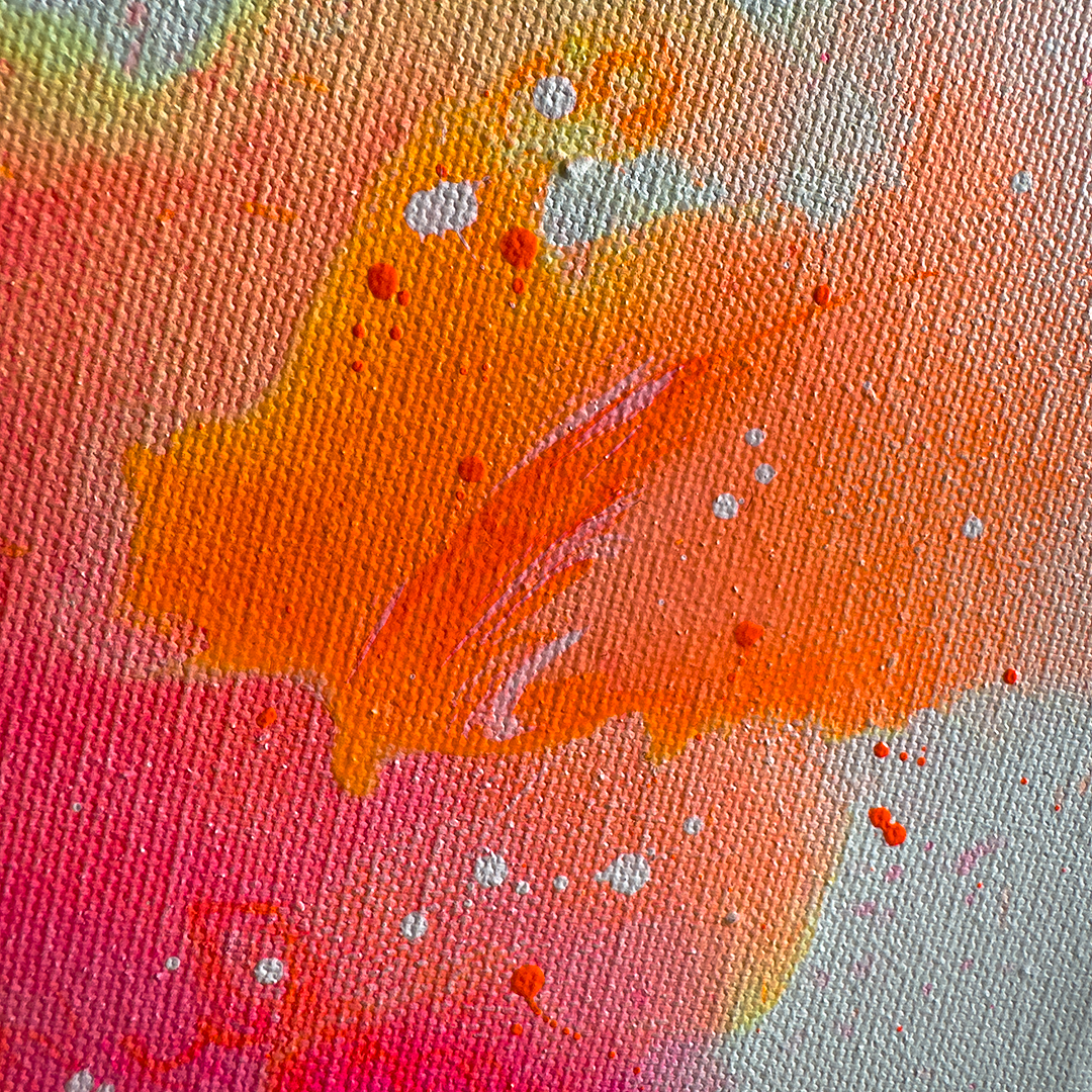 Detailaufnahme Abstrakte Malerei Neonfarben Pink, Orange