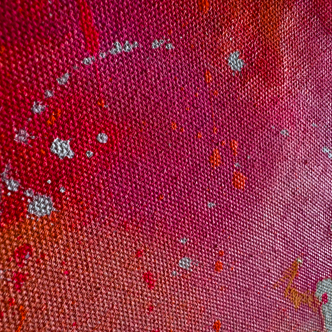 Detailaufnahme Abstrakte Malerei Neonfarben Pink, Orange