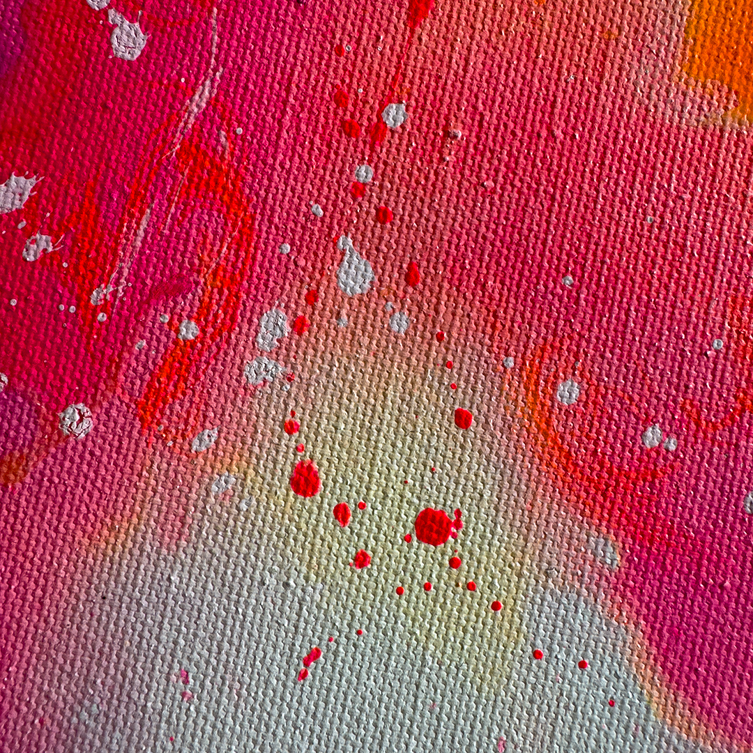 Detailaufnahme Abstrakte Malerei Neonfarben Pink, Orange
