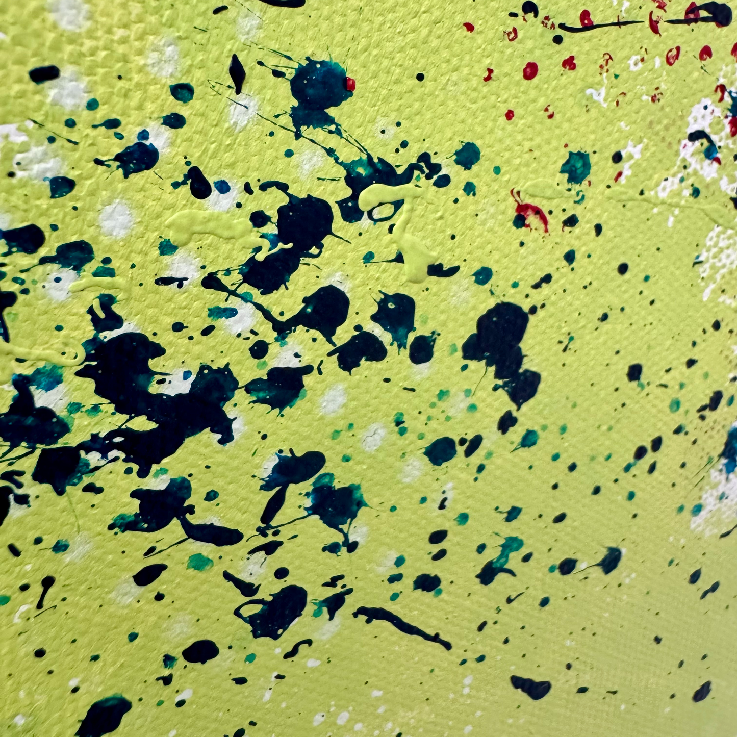 Detailaufnahme, Abstrakte Malerei, Leinwand, Grün, Spritzer