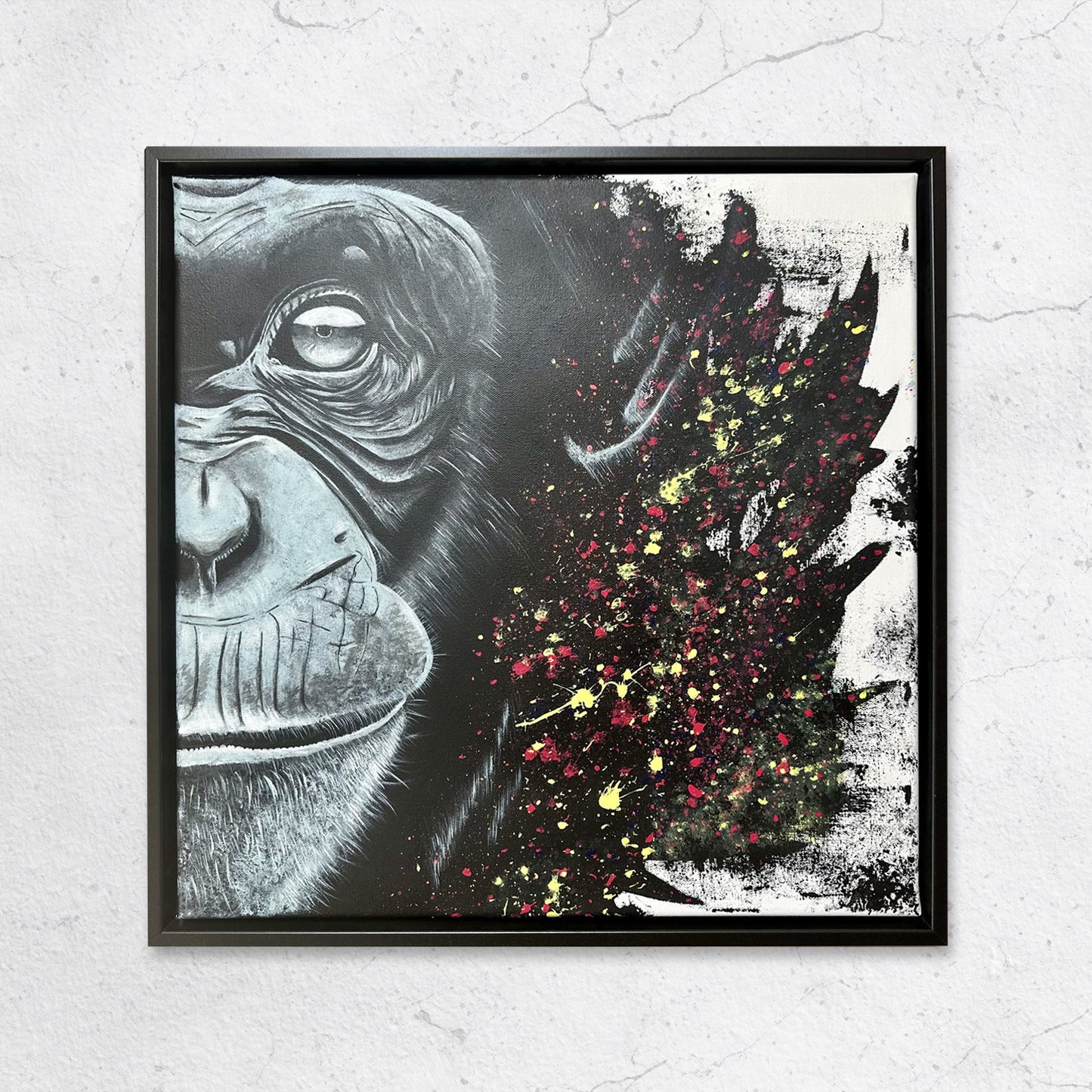 Acryl auf Leinwand | Affe | 50x50 - Malu, Schattenfugerahmen 