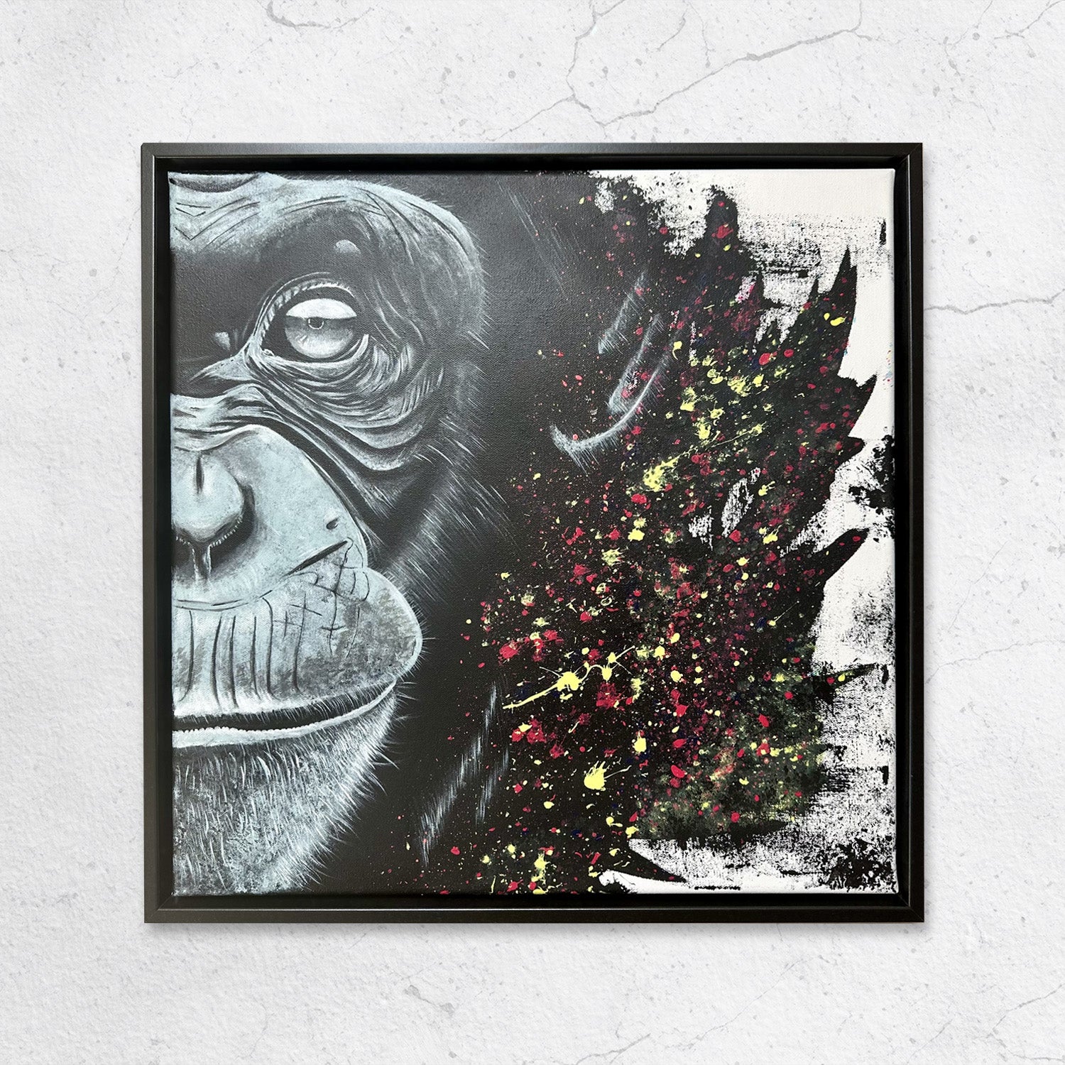 Acryl auf Leinwand | Affe | 50x50 - Malu, Schattenfugerahmen 